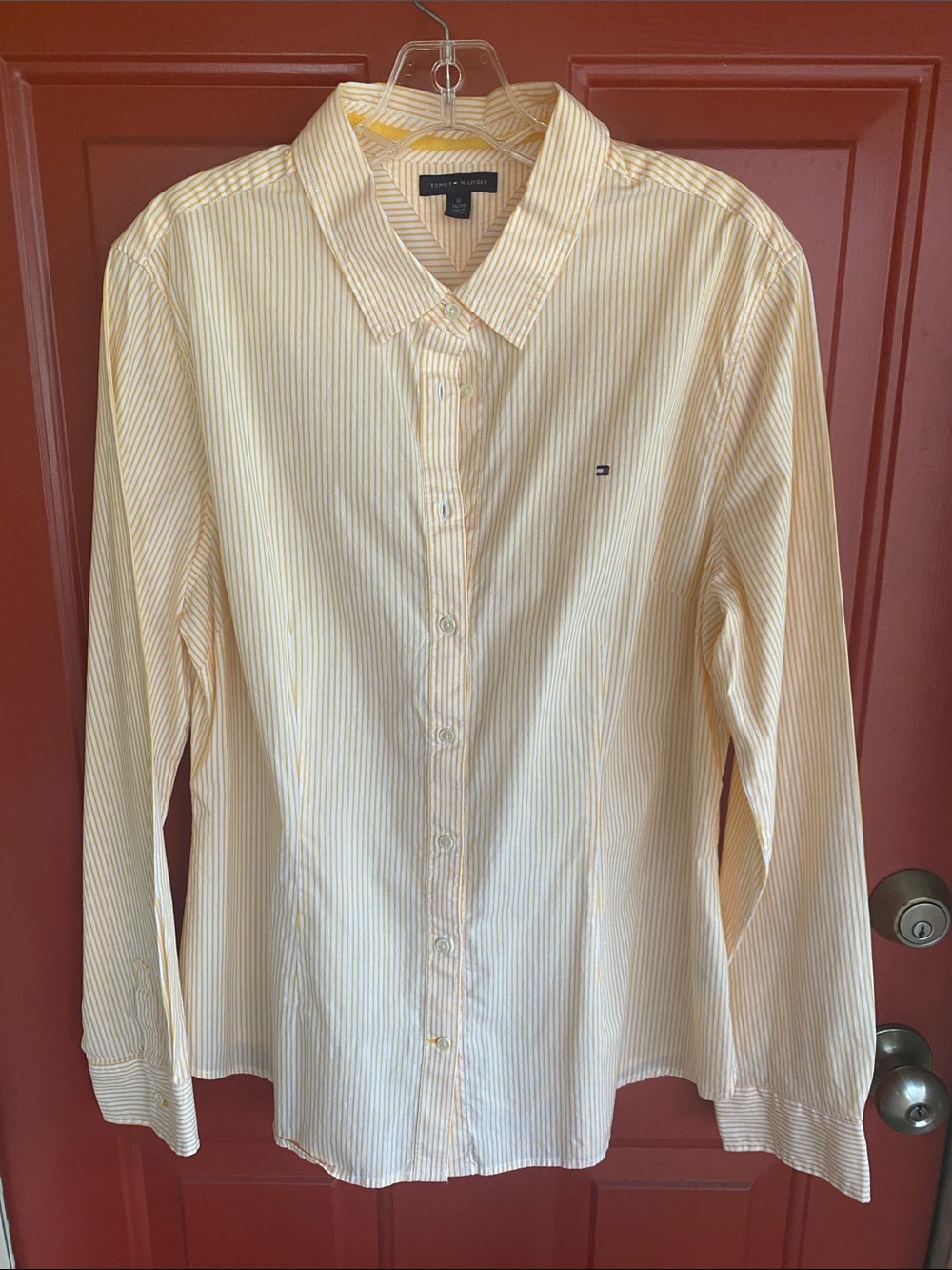 Tommy Hilfiger Pale Yellow Pinstripe Button-Up Shirt